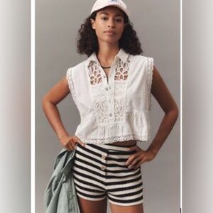 NWT Anthropologie Pilcro White Eyelet Sleeveless swing top- size Small